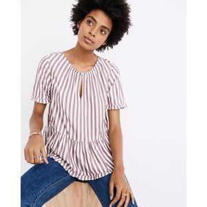 Madewell Stanza Ruffle Hem Top in Stripe
